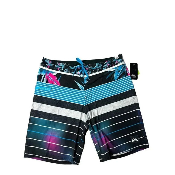 QUIKSILVER YG Remix Stripe 19" UEA1 Boardshorts BLUE NWT - Picture 1 of 16